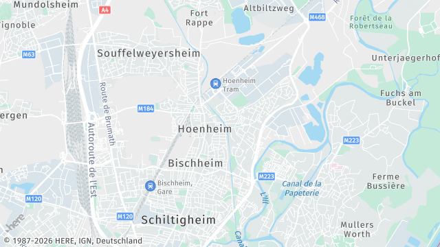 Carte de la zone d'intervention à Bischheim