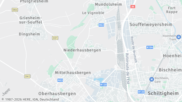 Carte de la zone d'intervention à Niederhausbergen
