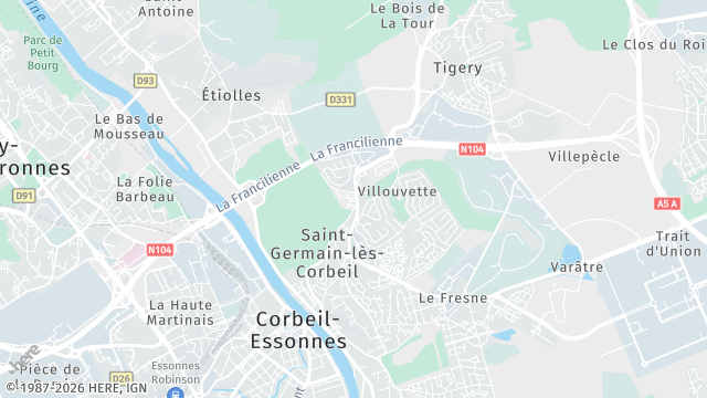 Carte de la zone d'intervention à Saint-Germain-lès-Corbeil