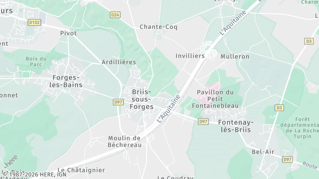 Carte de la zone d'intervention à Briis-sous-Forges