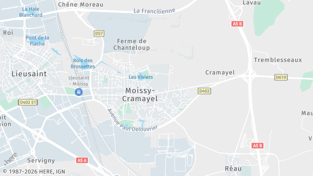 Carte de la zone d'intervention à Moissy-Cramayel