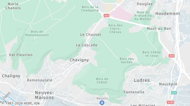 Carte de la zone d'intervention à Chavigny