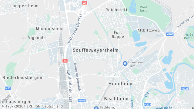 Carte de la zone d'intervention à Souffelweyersheim