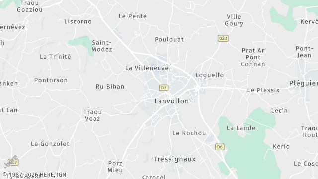 Carte de la zone d'intervention à Lanvollon