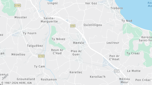 Carte de la zone d'intervention à Henvic