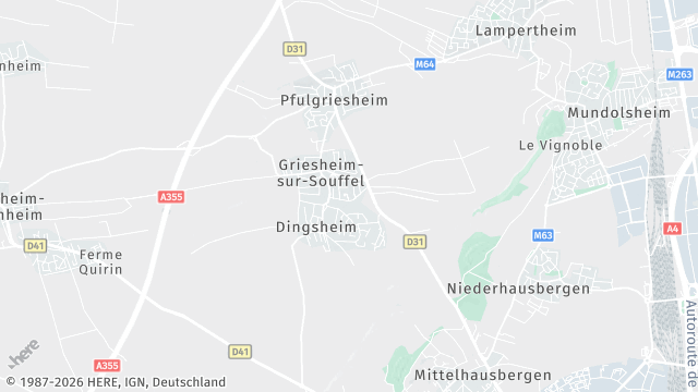 Carte de la zone d'intervention à Griesheim-sur-Souffel
