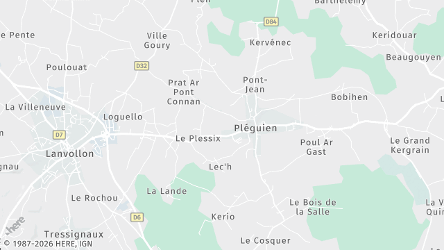 Carte de la zone d'intervention à Pléguien