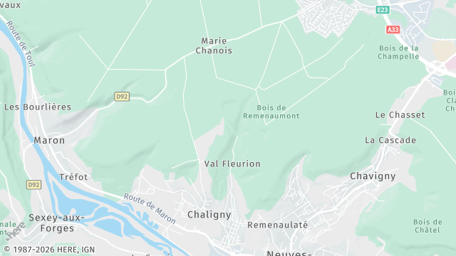 Carte de la zone d'intervention à Chaligny