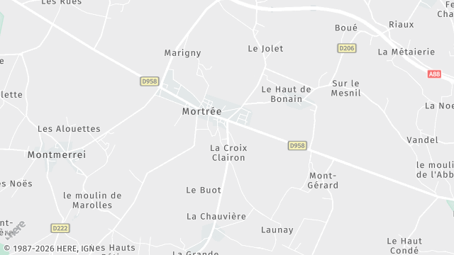 Carte de la zone d'intervention à Mortrée