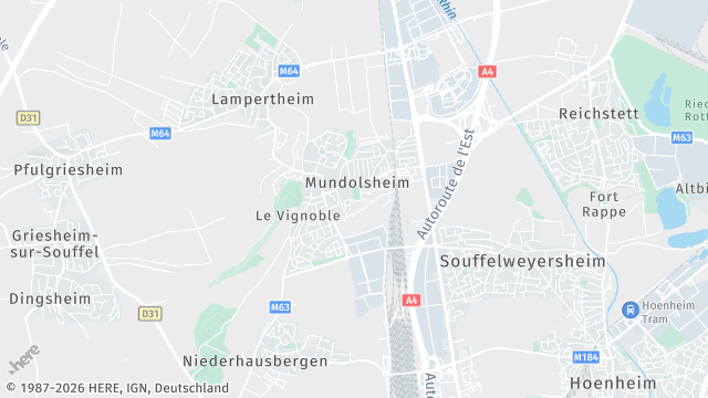 Carte de la zone d'intervention à Mundolsheim
