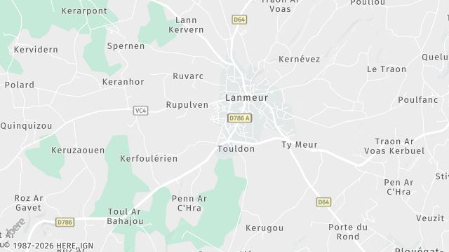 Carte de la zone d'intervention à Lanmeur