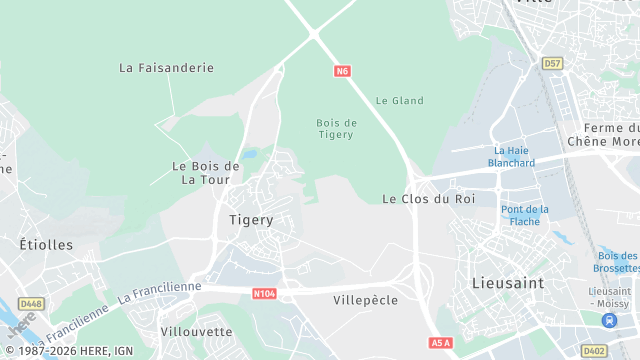 Carte de la zone d'intervention à Tigery
