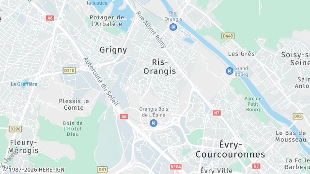 Carte de la zone d'intervention à Ris-Orangis