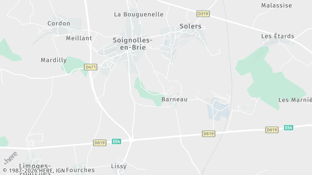 Carte de la zone d'intervention à Soignolles-en-Brie