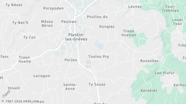 Carte de la zone d'intervention à Plestin-les-Grèves