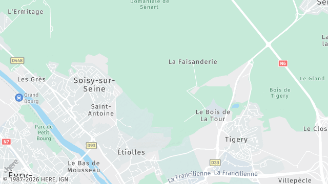 Carte de la zone d'intervention à Étiolles