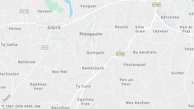 Carte de la zone d'intervention à Plougoulm