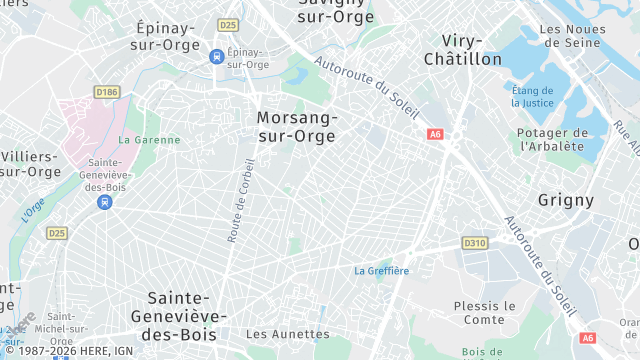 Carte de la zone d'intervention à Morsang-sur-Orge