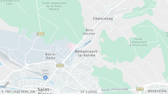 Carte de la zone d'intervention à Bettancourt-la-Ferrée