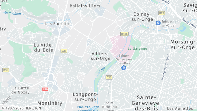 Carte de la zone d'intervention à Villiers-sur-Orge