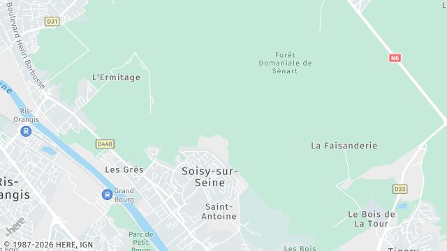 Carte de la zone d'intervention à Soisy-sur-Seine
