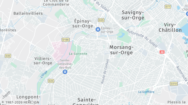 Carte de la zone d'intervention à Villemoisson-sur-Orge