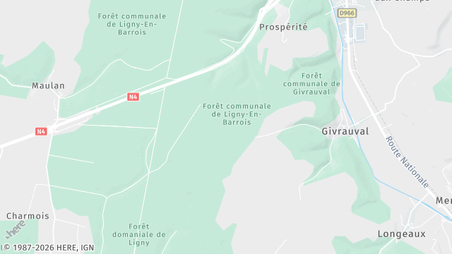 Carte de la zone d'intervention à Ligny-en-Barrois