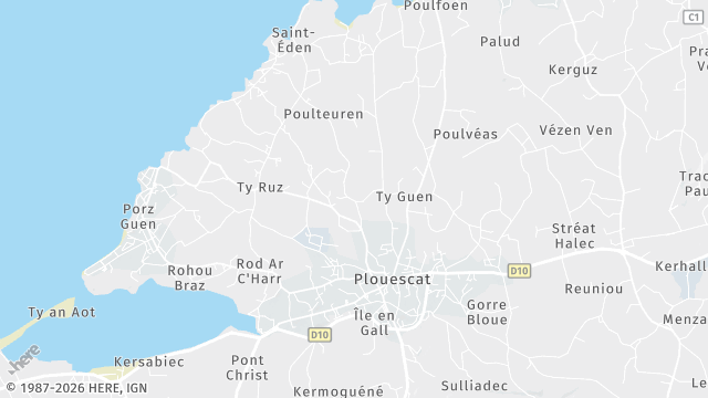 Carte de la zone d'intervention à Plouescat