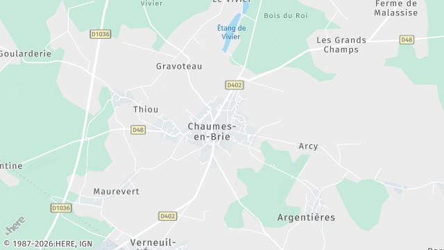 Carte de la zone d'intervention à Chaumes-en-Brie