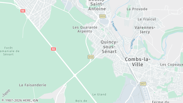 Carte de la zone d'intervention à Quincy-sous-Sénart