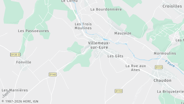 Carte de la zone d'intervention à Villemeux-sur-Eure