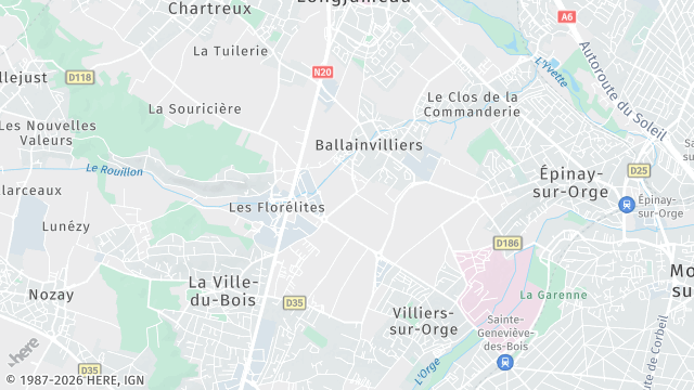 Carte de la zone d'intervention à Ballainvilliers