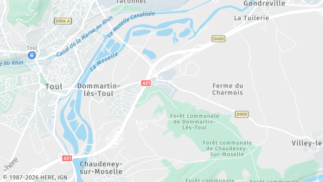 Carte de la zone d'intervention à Dommartin-lès-Toul