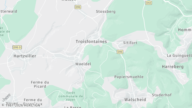 Carte de la zone d'intervention à Troisfontaines