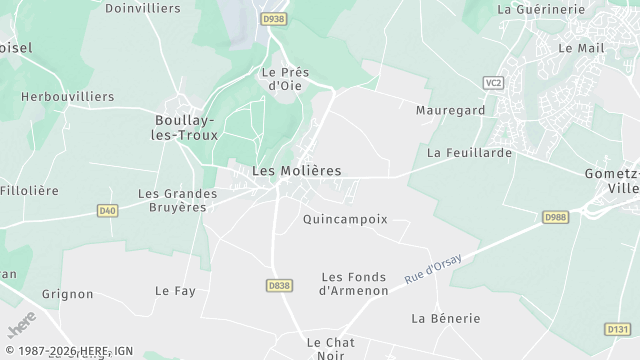 Carte de la zone d'intervention à Les Molières