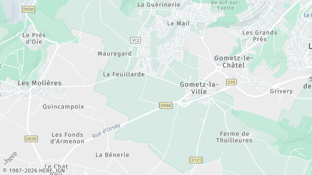 Carte de la zone d'intervention à Gometz-la-Ville
