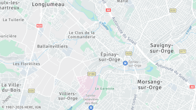 Carte de la zone d'intervention à Épinay-sur-Orge