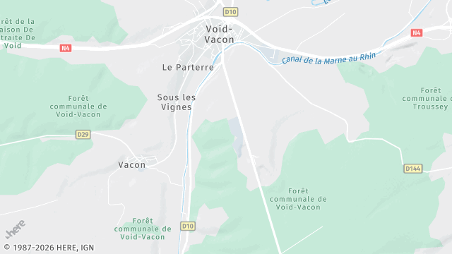Carte de la zone d'intervention à Void-Vacon