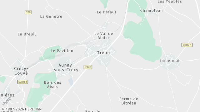 Carte de la zone d'intervention à Tréon