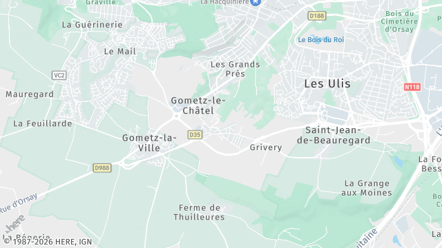 Carte de la zone d'intervention à Gometz-le-Châtel