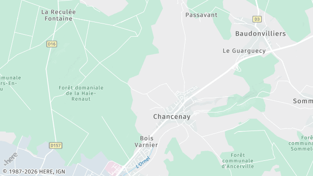 Carte de la zone d'intervention à Chancenay