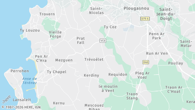 Carte de la zone d'intervention à Plougasnou