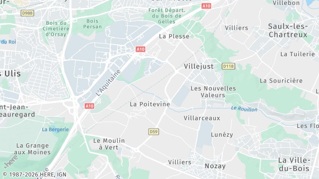 Carte de la zone d'intervention à Villejust