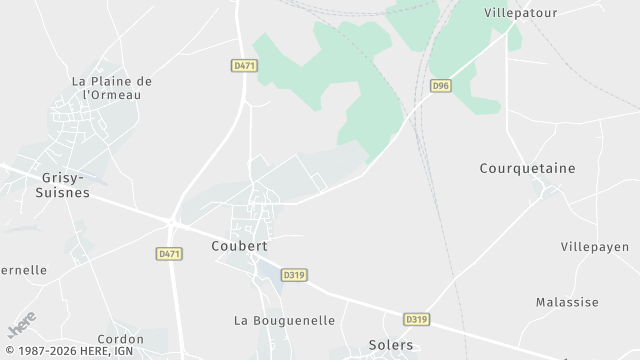 Carte de la zone d'intervention à Coubert