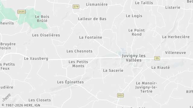 Carte de la zone d'intervention à Juvigny les Vallées