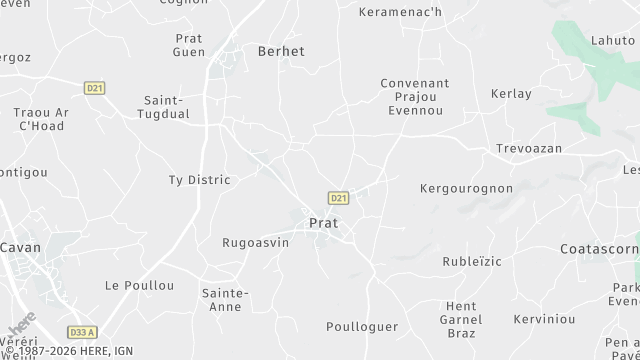 Carte de la zone d'intervention à Prat
