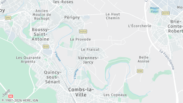 Carte de la zone d'intervention à Varennes-Jarcy
