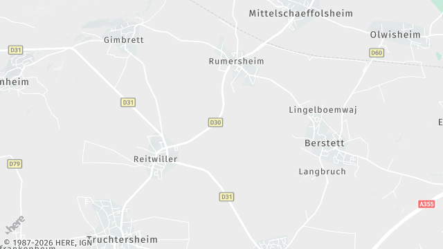 Carte de la zone d'intervention à Berstett