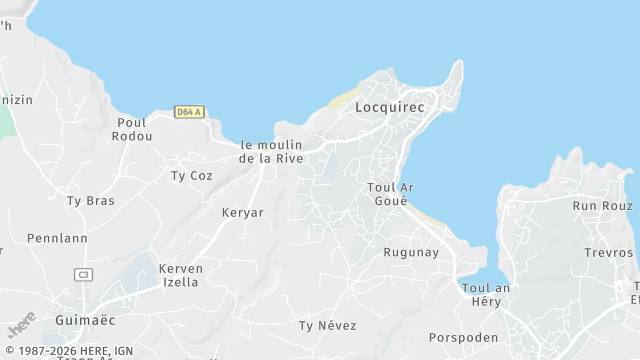 Carte de la zone d'intervention à Locquirec