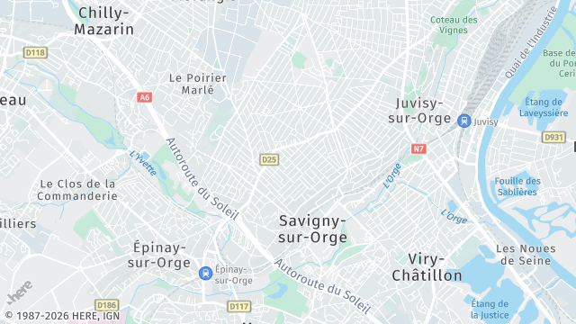 Carte de la zone d'intervention à Savigny-sur-Orge